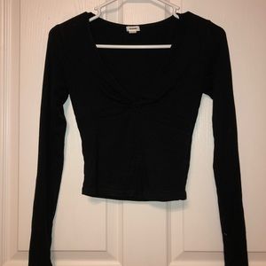 Long sleeve low cut black shirt